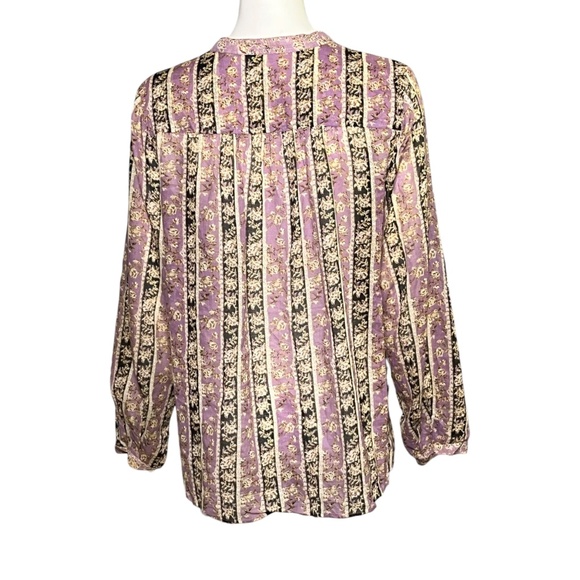 Isabel Marant Etoile Maria Peasant Blouse Lilac Black Stripe Top Size 42 US 10 - Picture 4 of 10